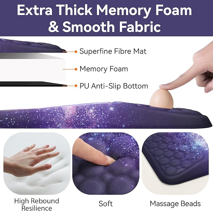 Ospelelf Ergonomic Mouse Pad with Wrist Rest Computer Comfortable Pain Relief Mousepad Wrist Support Bluish Violet