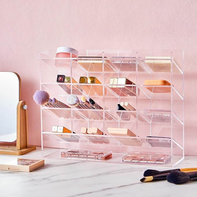 Acrylic Pen Organizer Storage for 200 Markers Vertical Marker Organizer Acrylic Pen Display Holder for Office Desk Desktop Stationery Pencil Storage, Clear, 13 x 4 x 10.2 Inch