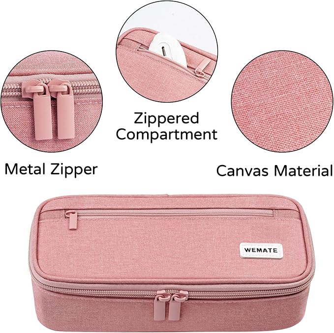 WEMATE Pencil Case, Large Storage Organizer for Stationery, Back - to - School Essential, Teacher Must - have, Big Pencil Pouch, Marker Case School Supplies for College & High School