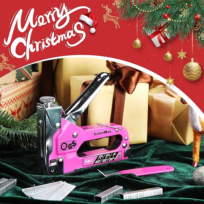 ValueMax Staple Gun, Heavy Duty 3-in-1 Manual Nail Gun with 2000 Staples, Remover, Upholstery Stapler for Wood, Furniture, Carpet, Carpentry, DIY, Wire, Decoration, Craft, Fixing Material, Decoration
