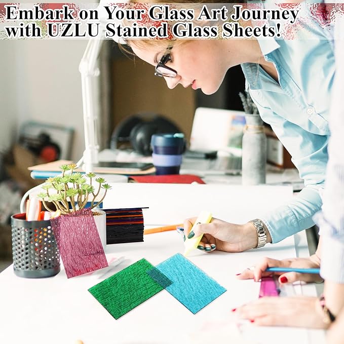 36 Sheets Transparent Stained Glass Sheets, 4 x 6 Inch Mosaic Glass Tiles Bulk for Crafts, Assorted Colors Cathedral Art Glasses Sheets for Stained Glass Making Projects