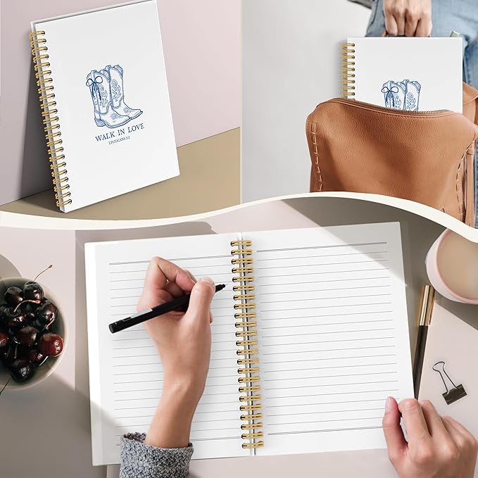 Christian Western Spiral Notebook Journal, Western Cowgirl Bible Notebooks for Note Taking, Cowgirl Gifts for Women, Christian Prayer Bible Journaling Hardcover Spiral Journal 5.5x8.3 Inches Writing Pads