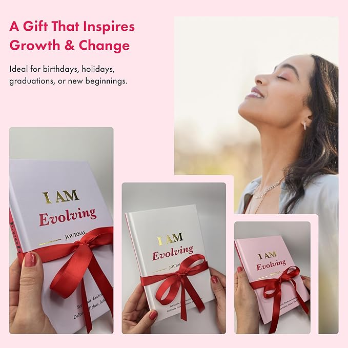 iAmEvolving Journal – Guided Gratitude & Goal Planner with Habit Tracker, Mindfulness Prompts & Daily Reflection | Undated 6-Month Self-Care & Wellness Notebook for Personal Growth (Misty Rose)