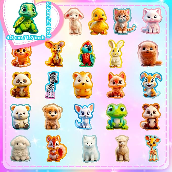 100PCS Cute Animal Stickers for Kids – Waterproof Vinyl Cartoon Sticker Pack for Water Bottles, Laptops, Journals, Scrapbooks, DIY Crafts & Party Favors