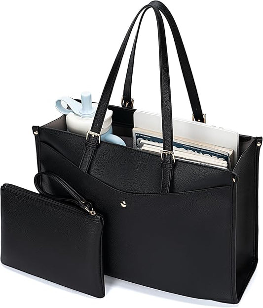 Laptop Tote Bag Women, Work Tote with Multi Pockets, Nurse Bag with Large Cup Holder, For Work, Travel, Daily Use