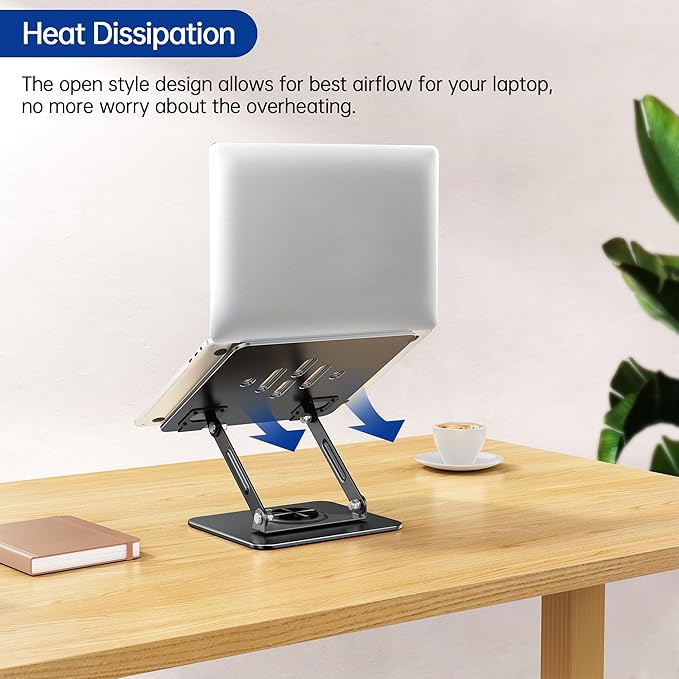 BESIGN LS11 Laptop Stand with 360° Rotating Base, Ergonomic Adjustable Notebook Holder, Riser Holder Computer Stand Compatible with Air, Pro, Dell, HP, Lenovo More 10-14" Laptops (Black)