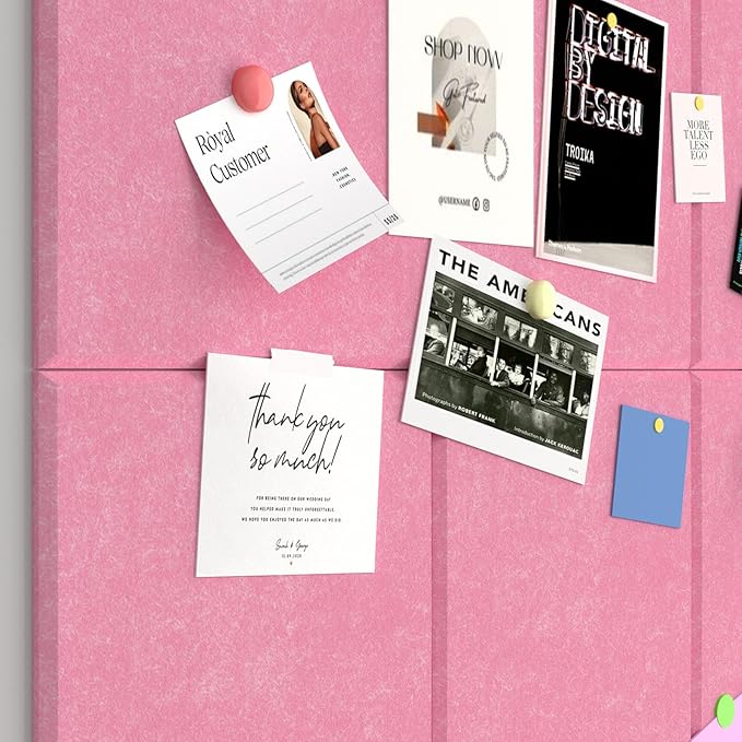 Large Cork Boards for Walls – 48 x 36 Self Adhesive Felt Wall Tiles, Ideal for Office Black Bulletin Board, Easy to Install Pin Board Photo Board