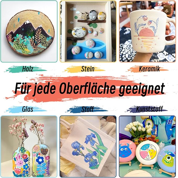 TBC The Best Crafts 24 Colors Dual Tip Acrylic Paint Markers,Waterproof, Non-Toxic, odorless, Suitable for Paper, Pottery, Stones, Backpacks, Glass