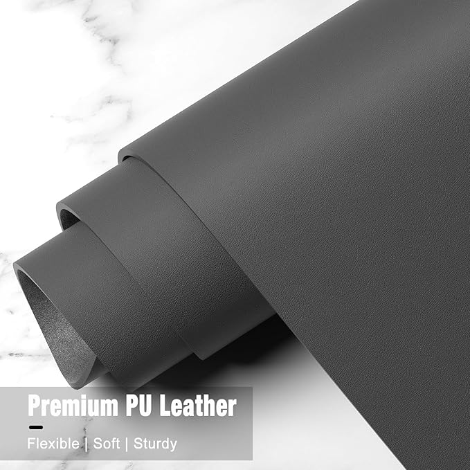 Hsurbtra Desk Pad, 23.6" x 13.8" PU Leather Desk Mat, M Extended Mouse Pad, Waterproof Desktop Blotter Protector, Non-Slip Ultra Thin Small Laptop Keyboard Writing Mat for Office Home, Dark Gray