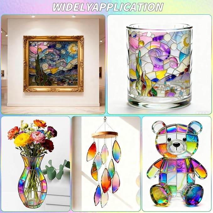 36 Sheets Iridescent Stained Glass Sheet Variety Pack, 4 X 6 inch Cathedral Art Glasses for Home Decor, Stained Glass Supplies for Glass Projects and Mosaic Crafts