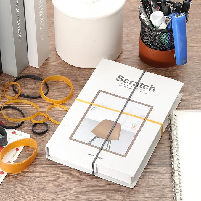 uxcell 75Pcs Rubber Bands, 3.94 x 0.79 Inch Elastic Stretchable Rubber Bands Home Office Supplies for File Folders Little Boxes Securing Trash Can, Yellow