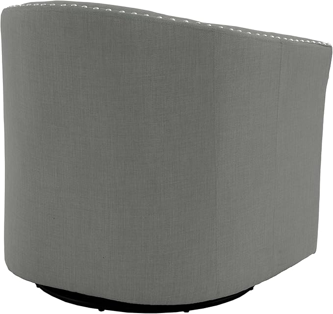 UIXE 360° Swivel Barrel Accent Chair, Modern Upholstered Arm Chair Round Club Armchair, Nailhead Trim Single Sofa Seating in Fabric for Living Room - Light Gray
