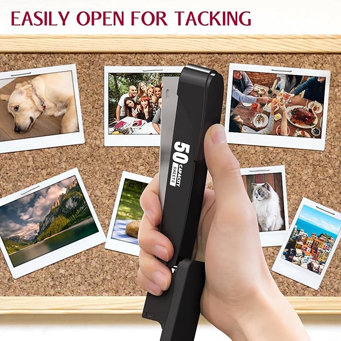 Metal Stapler Heavy Duty 50 Sheet Capacity with 1750 Staples and Staple Remover, Full Strip Staplers for Desk, No Jam, Non-Slip for Office & Classroom, Black