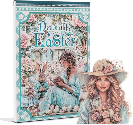 Snycler Easter Theme Sticker Scrapbooking Supplies for Junk Journal, 20 Sheets PET Stickers - Vintage Journaling Stickers, Ephemera Sticker Book Pre Cut, Planner, Junk Journal Supplies