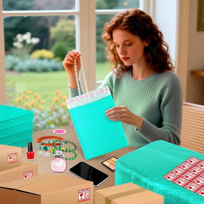 Large Bubble Mailers 12x18'' 100 Pack and 24PCS Fragile Stickers Tea Thick Waterproof Padded Poly Envelopes Bubble Wrap Mailers Self Seal Shipping Bag for Small Business Shipping Envelope Mailers #5