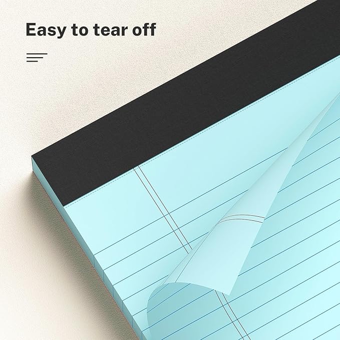 5 Pack Colored Legal Pads 8.5 x 11 College Ruled Paper Note Pads Narrow Ruled 50 Sheets per Notepad Perforated Writing Pad Durable Sturdy Back 8x11 Pads of Paper Pink Purple Blue Green Yellow