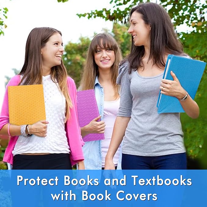 Feela 8 Pack Stretchable Jumbo Fabric Book Covers, Solid Colors, Washable Durable Reusable Nylon Covers for Hardcover Textbooks & Notebooks up to 9'x11'