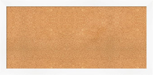 Amanti Art Natural Cork Board for Wall, 23x47 Vision Board with White Frame, Oversize Corkboard Office Decor for Home Organization, Modern Corkboard Pinboard to Display Items for Home Organization in