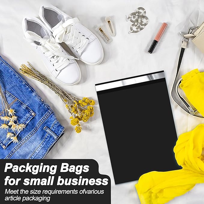 JinRuiKJ Thank You Poly Mailer 14.5x19 Inch 50 PCS, Shipping Bags for Clothing, Packaging Bags for Small Business, Strong Adhensive, Waterproof and Tear-Resistant Mailing Envelopes, Black