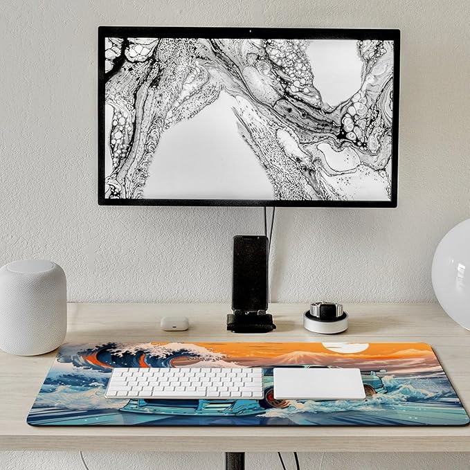 Large Desk Mats on Top of Desks Pad Big Mousepads Gaming Cool Mouse Pads for Desktop Office Supplies Accessories R33 Great Wave Japanese JDM Car 35.4 x 15.7 inch