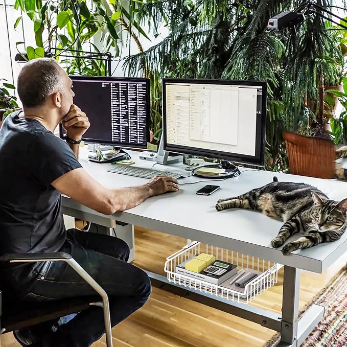 Under Desk Drawer, Slide Out Design,No Drill Metal Under Desk Cable Management, Under Table Storage Shelf Tray Basket Under Table Drawer Organizer for Office, Home, Workspace, Cabinet