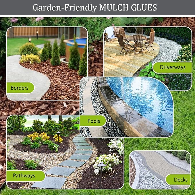 Mulch Glue for Landscaping, Easy Hold Rock Glue for Landscaping, Fast Drying Landscape Mulch Stone Glues for Rocks Binder, Non-Toxic Strong Mulches Binder Pea Gravel Lock - 32oz