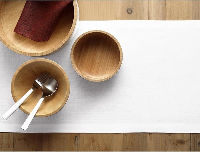 Solino Home Linen White Table Runner 144 Inches Long - 100% Pure Linen Extra Long Table Runner 14 x 144 Inch for Fall, Autumn, Winter, Thanksgiving, Holiday - Fete