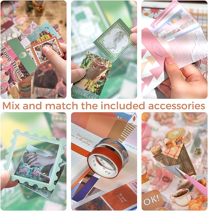 Funto Scrapbooking Kit(155 PCS), Warm Mail Series-My Sweetheart, Perfect for Bullet Scrapbooking Materials, Planner DIY Arts Craft Collage