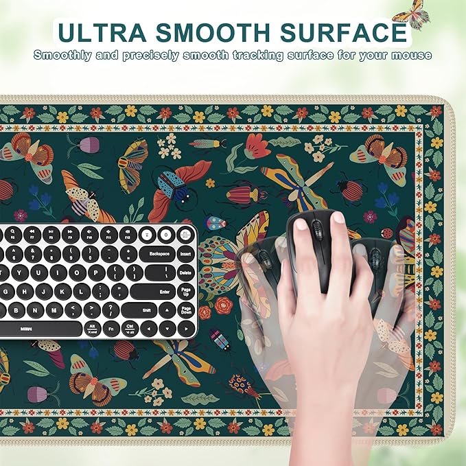 iCasso Desk Mat, Desk Matt for Desktop, Cute Desk Pad Mat, XXL Large Mouse Pad for Desk, Anti-Slip Big Mousepad with Stitched Edges, Keyboard Pad Mouse Mat for Computer(Green)