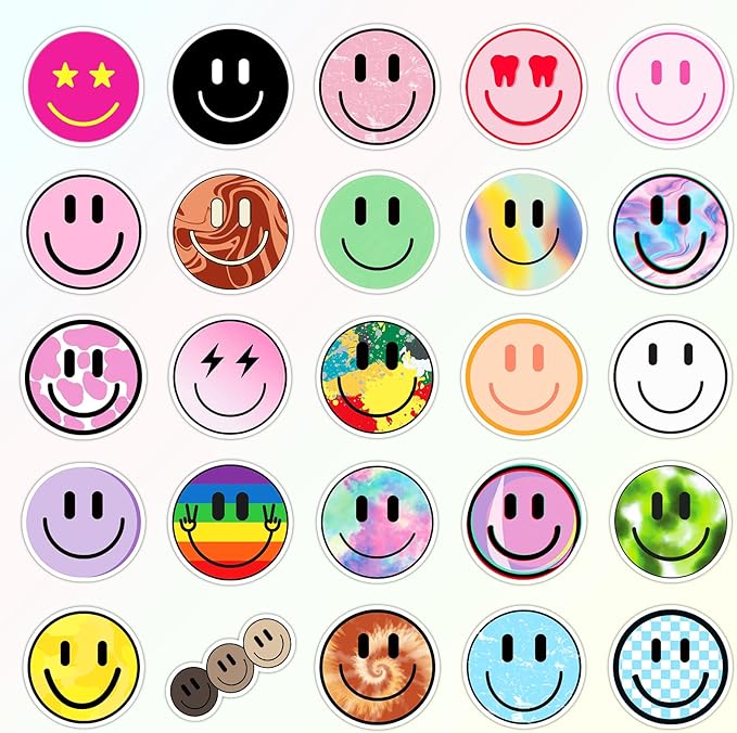 100PCS Smiling Stickers, Cute Water Bottle Stickers for Kids, for Teaching Rewards, Notebooks, Stationery, Luggage, Cartoon PVC Happy Sticker