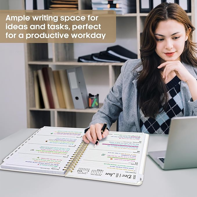 2026 Planner 8.5" x 11", Weekly and Monthly Calendar Planner Book, January 2026 - December 2026, Hardcover Spiral Planner with Monthly Tabs, Notes Pages, Perfect for Women & Men, A4 - Beige