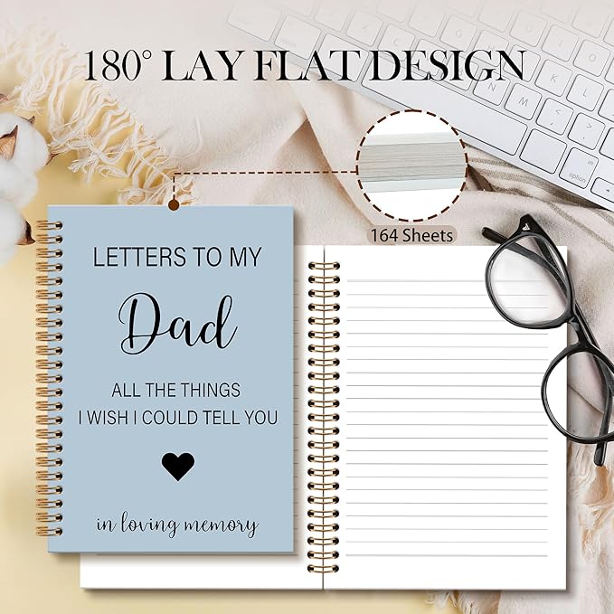 Memorial Gifts for Loss of Dad Grief Notebook Journal, Letters to My Dad in Heaven Journal, Sympathy Notebooks Gifts for Loss of Dad Father, In Loving Memory Sympathy Gifts, 6x8.2In（Blue）