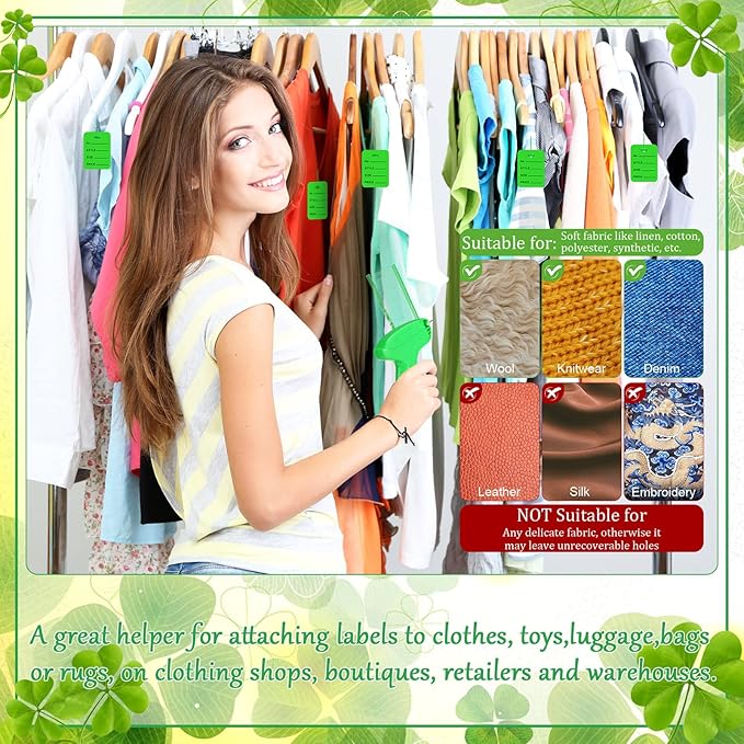 Chumia 3576 Pcs Stitch Tag Gun for Clothes, Quick Clothing Fixer, Tagging Gun with 3000 Barbs, 5 Needles and 100 Price Tags, Sewing Kit for Retail Stores, Garage Yard Sales(Light Green)