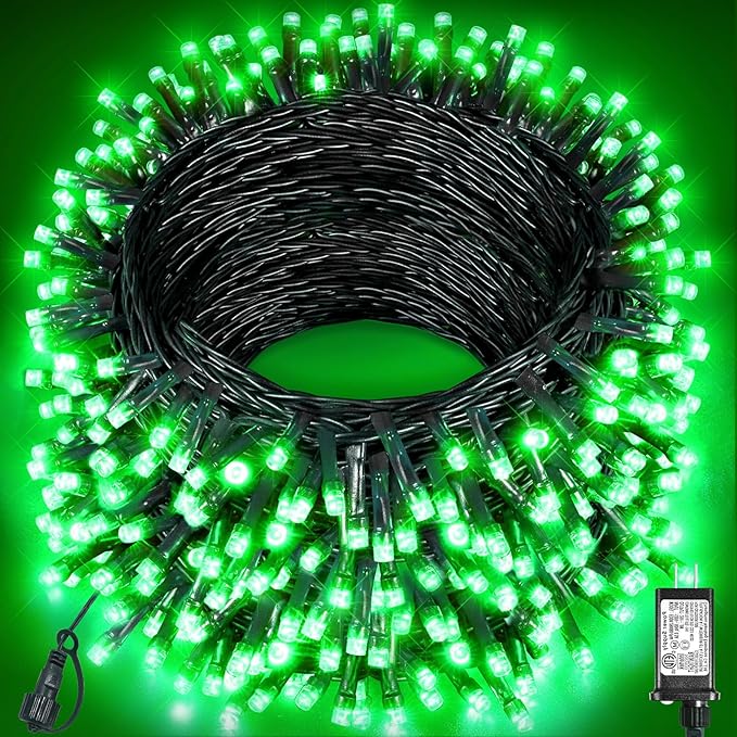 157FT 480 LED Christmas Lights Outdoor, Plug in Christmas Tree Lights Waterproof, 8 Modes Green Wire Fairy String Light for Indoor House Garden Xmas Party Decorations, Green