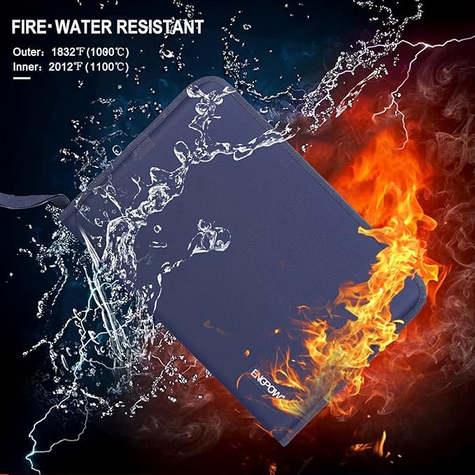 ENGPOW 13 Pocket Expanding File Folder,Fireproof Accordion File Folder Document Organizer with Zipper Closure,Portable Filing Organizer Safe with Colorful Tabs for A4/Letter Size Paper,Files(Blue)