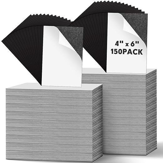 Macarrie 4 x 6 Adhesive Magnetic Sheets with Adhesive Backing Cuttable Magnetic Paper Stickers Flexible Peel and Stick for Picture Crafts Die Storage Photos(150 Pcs)