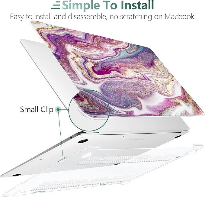 DONGKE for MacBook Air 13 Inch Case 2021-2018, Compatible with A2337 M1 A2179 A1932 Support Retina Display & Touch ID, Hard Shell Plastic Cover with Keyboard Skin - Marbling Art