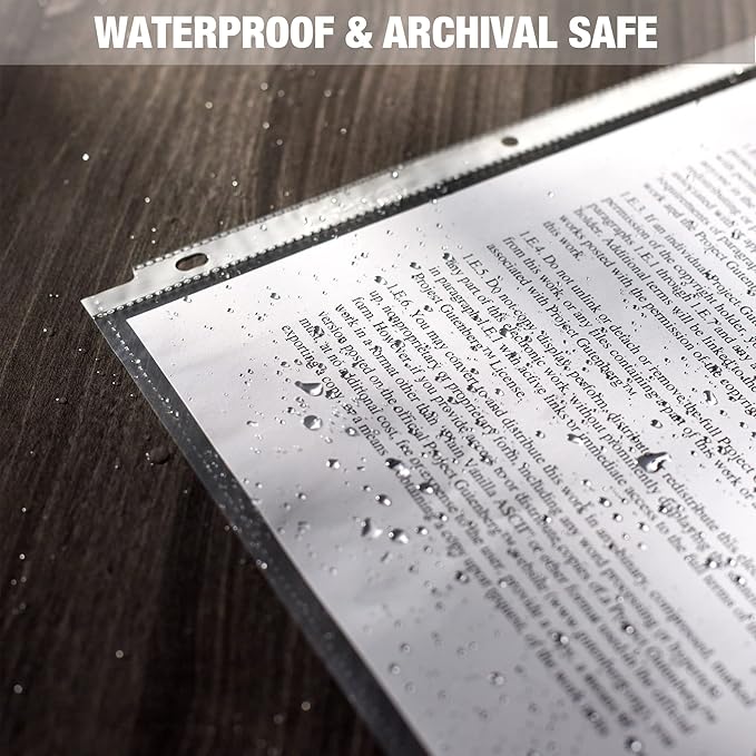 Samsill Sheet Protectors, 8.5x11 Inch Page Protectors for 3 Ring Binder, Super Heavy Duty, Secure Top Flap Protector, Letter Size, Top Loading, Acid Free, 50 Pack