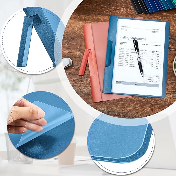 Maitys 25 Pack Clear Report Covers with Clip 11.4 x 9 Inch Presentation Folders Transparent Front Cover Portfolio Folder Resume Folder Interview Report Folders for Letter Size(Multicolor)