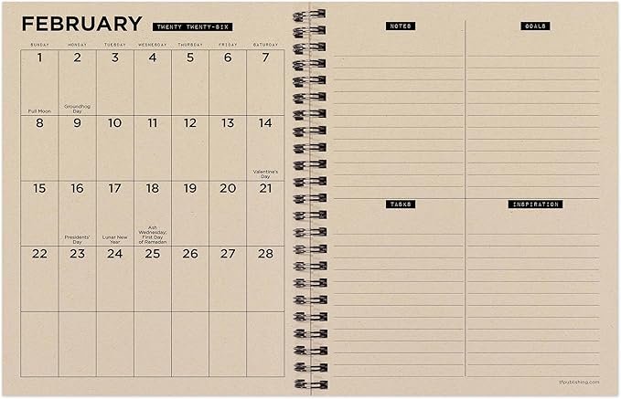 TF Publishing 2026 Rolling Waves Medium Weekly Monthly Planner with 12-Month Calendar Grid, Goals and Task Trackers - Weekly Schedule Planner with Priority List Section and Stickers - 6.5in x 8in