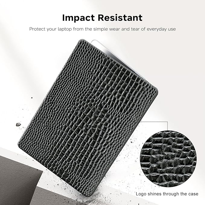Crocodile Case for MacBook Air 13 inch M4 M3 M2 2025-2022 A3240 A3113 A2681,for Mac Air M4 Crocodile Textured Alligator Skin Print Leather Glossy Hardshell&Keyboard Cover for Mac Air 13.6,Black