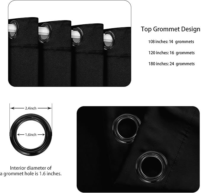 BONZER Extra Wide Room Divider Curtain Total Privacy Wall Noise Reducing Blackout Curtains for Patio Sliding Glass Door, 108L x 150W Inch (9L x 12.5W ft), 1 Panel, Black