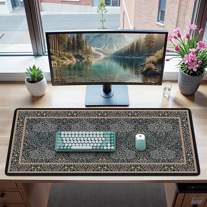 iCasso Desk Cover Mat, Office Mouse Pad, Desk Protector Mat, Extra Large Matt for Desktop,Anti-Slip XXL Big Mousepad with Stitched Edges for Computer Keyboard