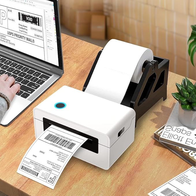 Roll 4 x 6 inch - 1000 Thermal Labels Direct White Strong Adhesive Perforated Postage Shipping Printer Compatible with Zebra SNBC Epson Rollo (1000 Labels, 2 Rolls)