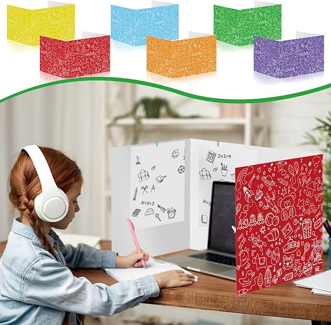 Cinrobiye 24 Pcs Inspirational Privacy Folders Standard for Students Cardboard Shields Test Privacy Boards Motivational Words Desk Dividers Shield for Classroom School Study Supplies (Simple)