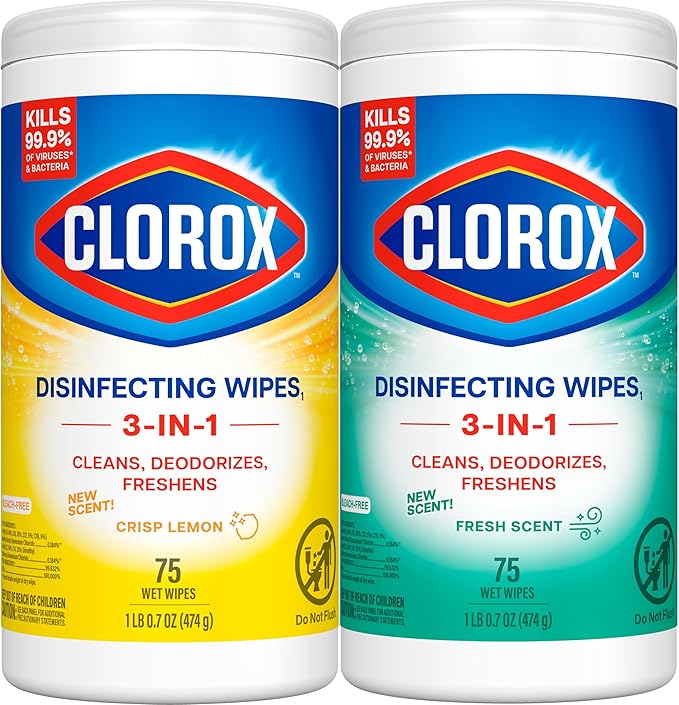 Clorox Disinfecting Wipes Value Pack, Bleach Free Cleaning Wipes, 75 Count Each, Pack of 2, Packaging May Vary