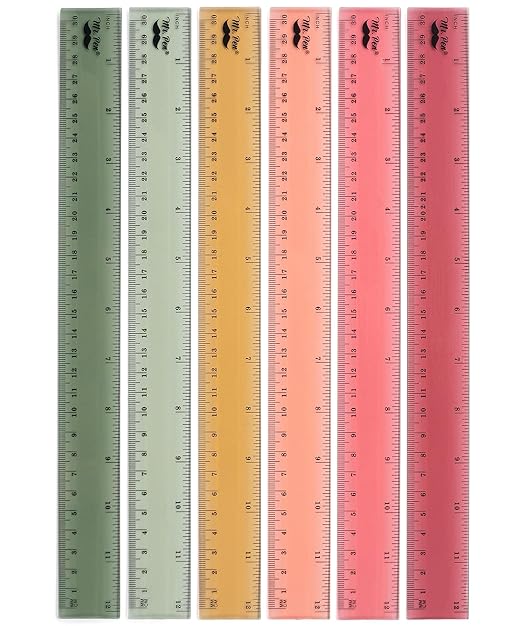 Mr. Pen- Ruler, 12 inch Ruler, 6 Pack, Vintage Colors, Clear Rulers 12 Inch, Rulers for School, Back to School Supplies
