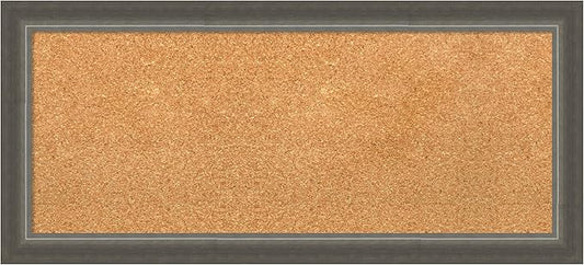 Amanti Art Natural Cork Board for Wall, 15x33 Vision Board with Silver Wood Frame, Medium Corkboard Office Decor for Home Organization, Casual Corkboard Pinboard to Display Items for Home
