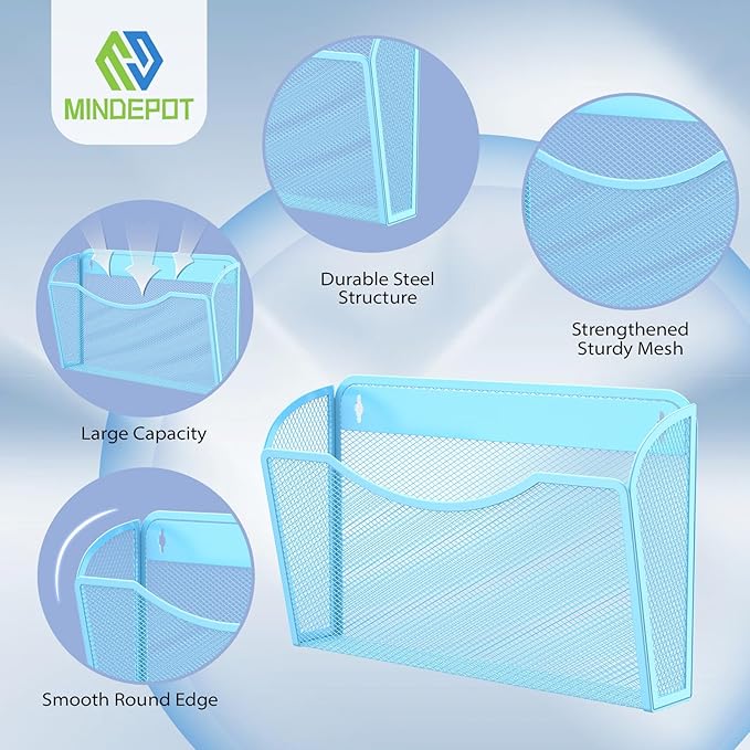 Wall File Organizer,Hanging Wall Mounted File Folder Binder Holder Mail Organizer for Office,Home and School Supplies