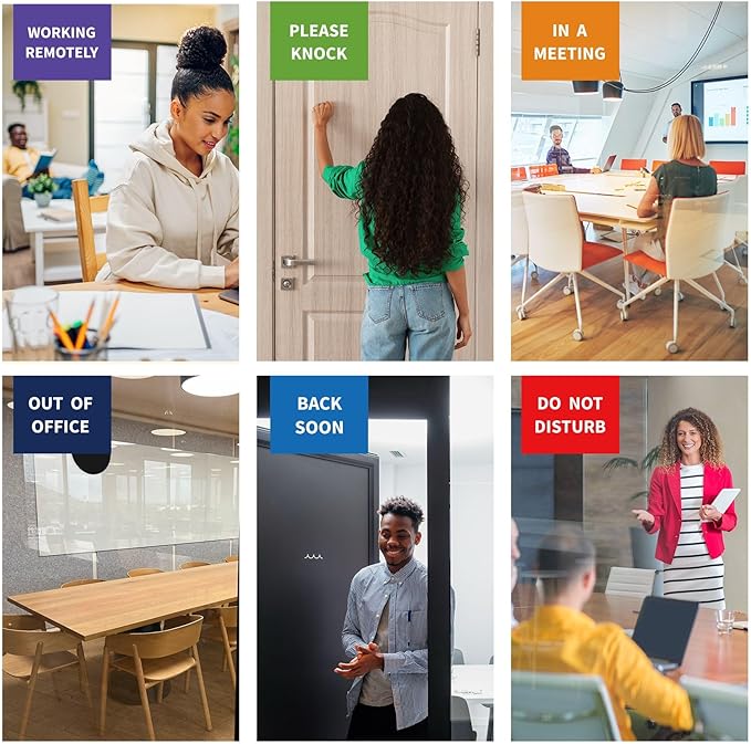 Office Door Sign-6 Options Door Signs for Office In A Meeting Sign/Out Of Office/Do Not Disturb/Working From Home/Please Knock/Back Soon Privacy Office Slider Sign for Meeting & Conference Room Black